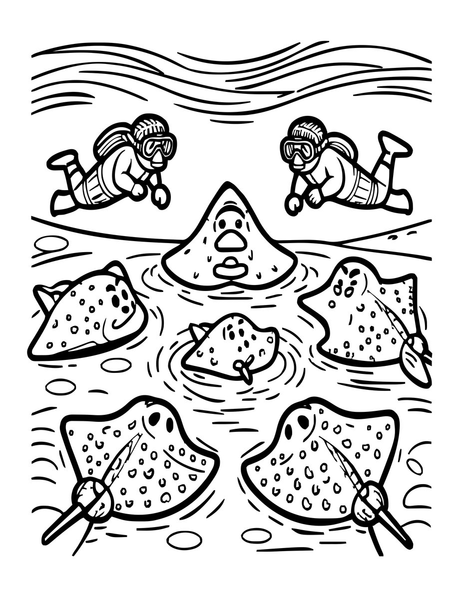 Stingray City - free printable coloring page
