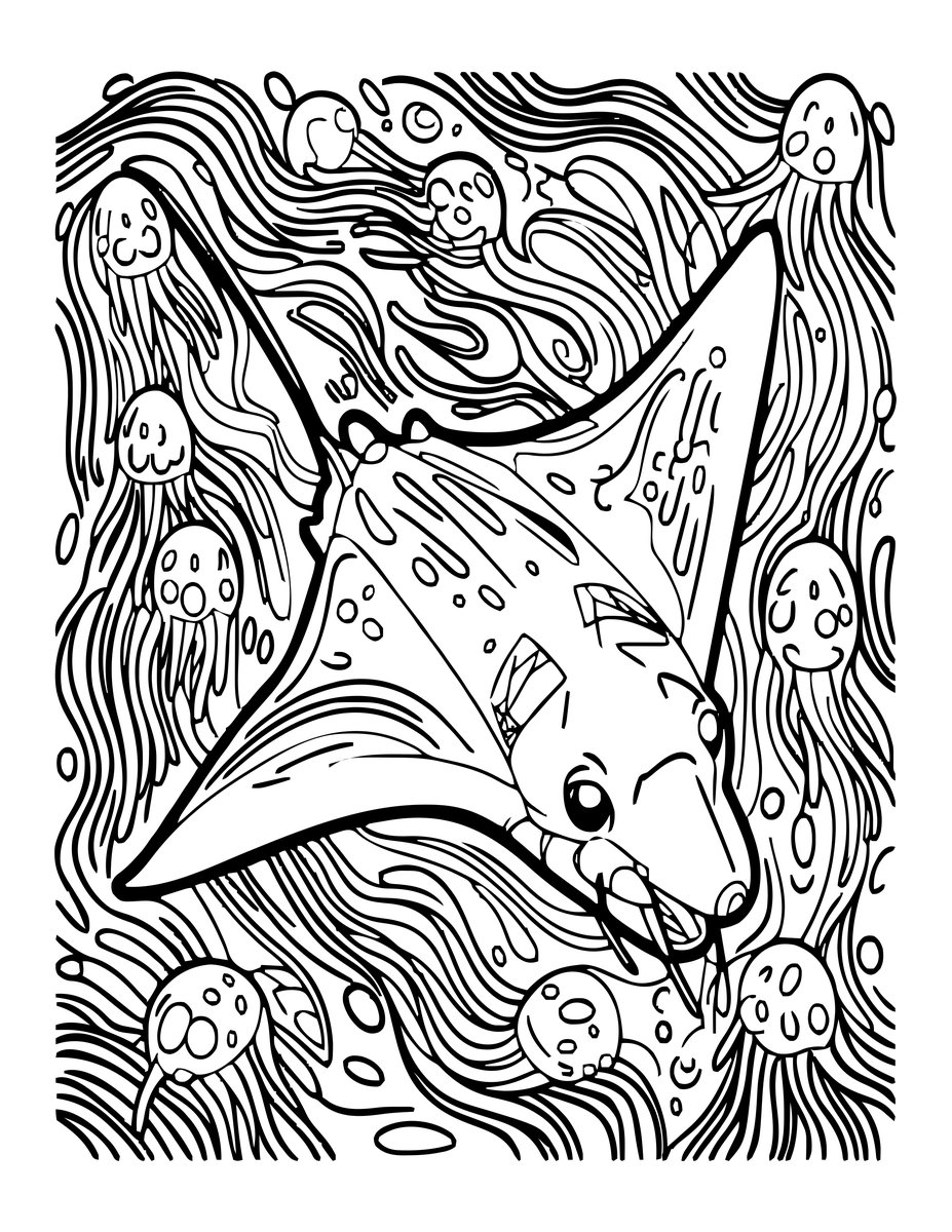 Manta Feeding - free printable coloring page