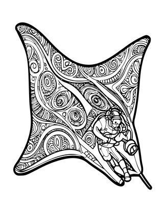 Manta and Diver - Free printable coloring page
