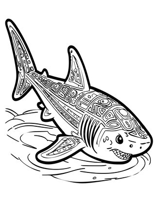 Bowmouth Guitar Shark - Free printable coloring page