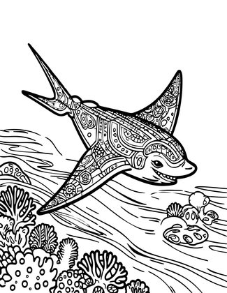 Reef Flat Ray - Free printable coloring page