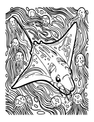 Manta Feeding - Free printable coloring page