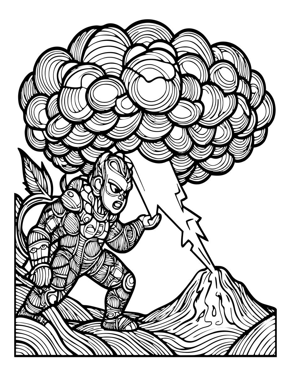 Lightning Thrower - free printable coloring page