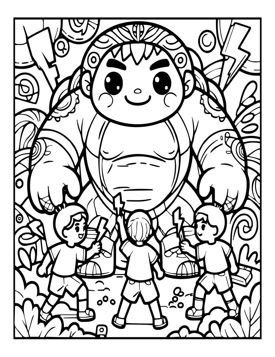 Storm Giant Children - free printable coloring page