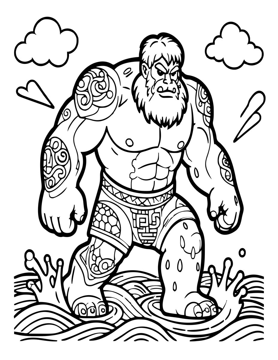 Giant at Sea - free printable coloring page