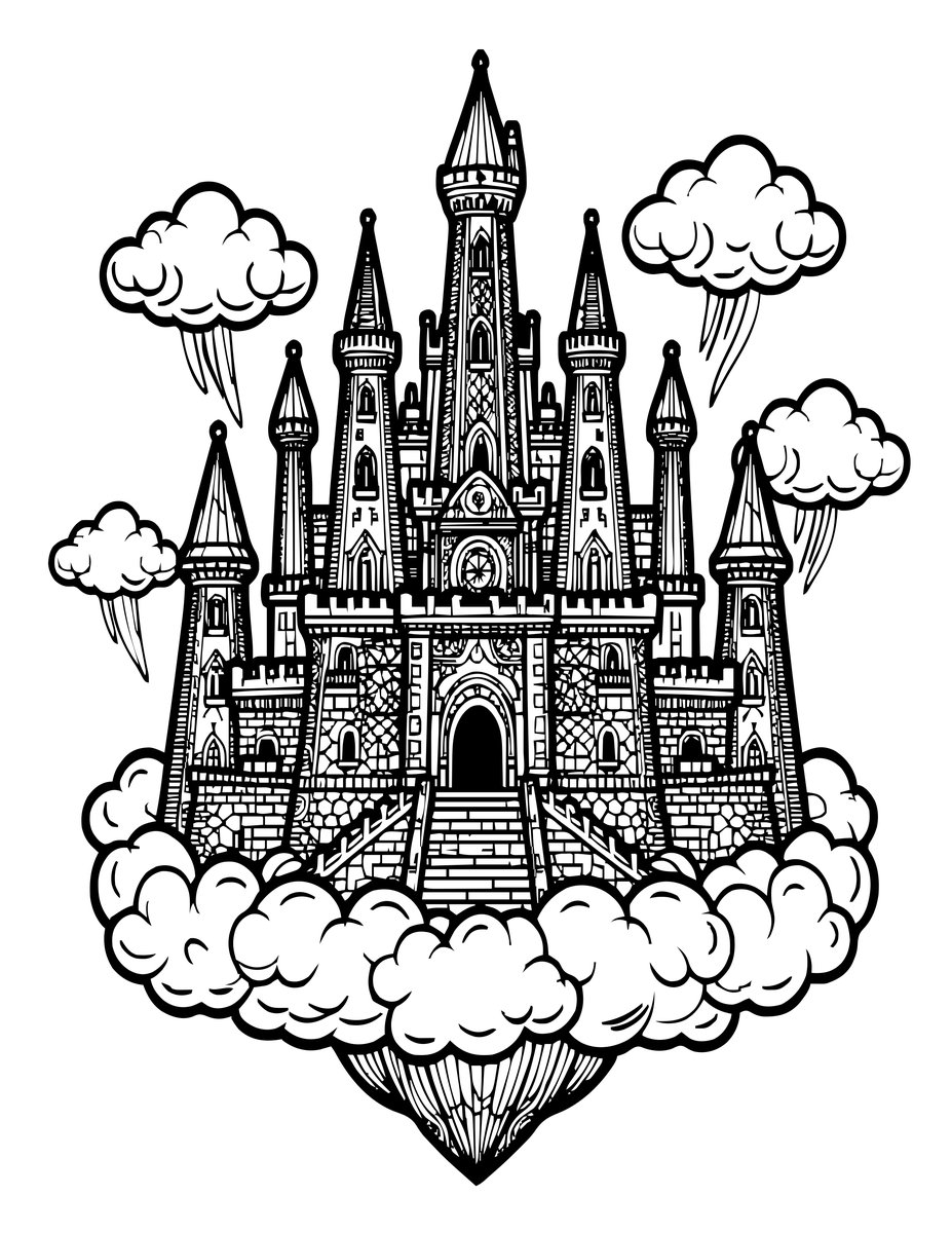 Sky Castle - free printable coloring page
