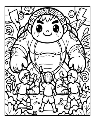 Storm Giant Children - Free printable coloring page