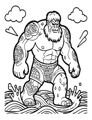 Giant at Sea - Free printable coloring page