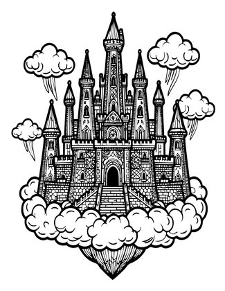 Sky Castle - Free printable coloring page