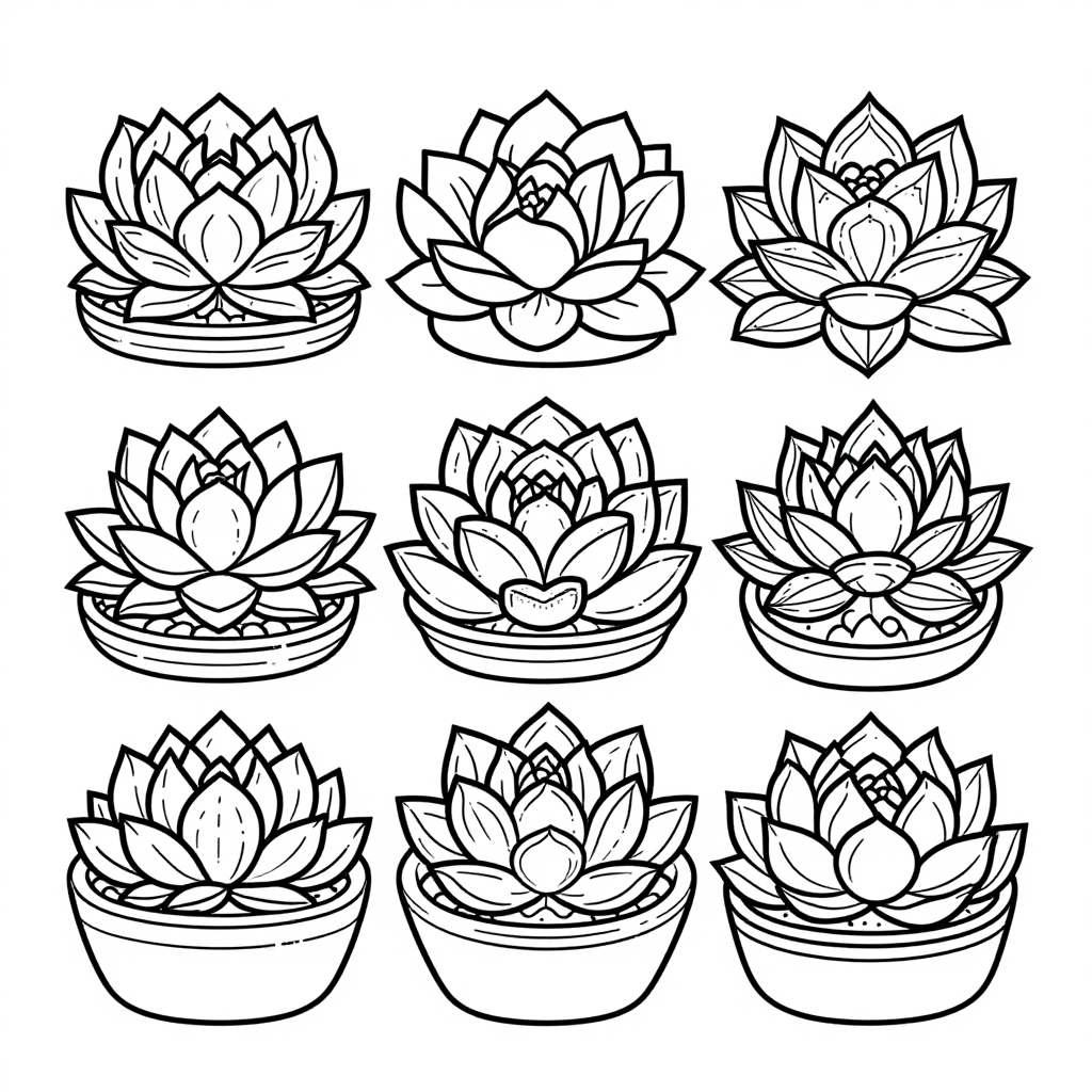 Succulent Arrangements coloring pages collection - 30 free printable pages