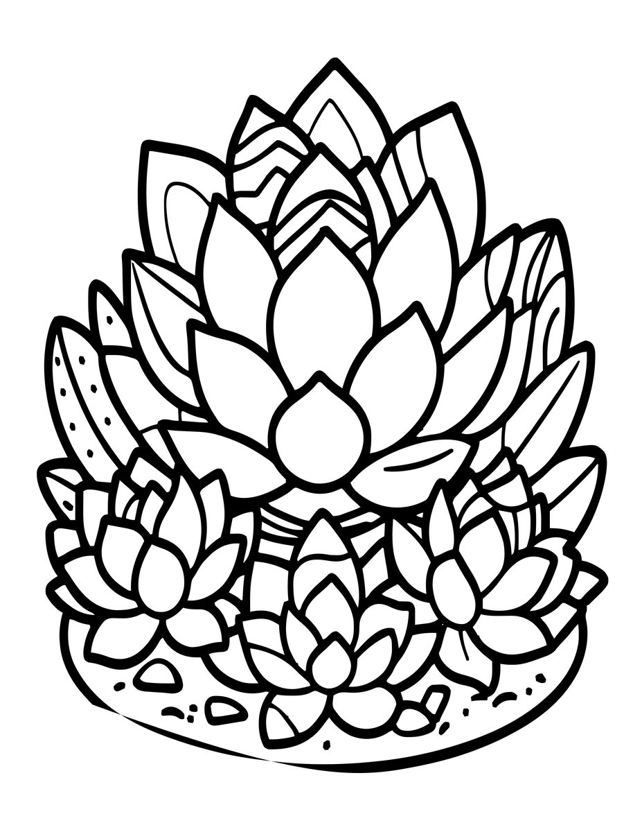 Fairy Garden Succulents - free printable coloring page