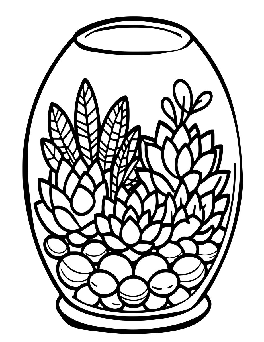 Terrarium Display - free printable coloring page