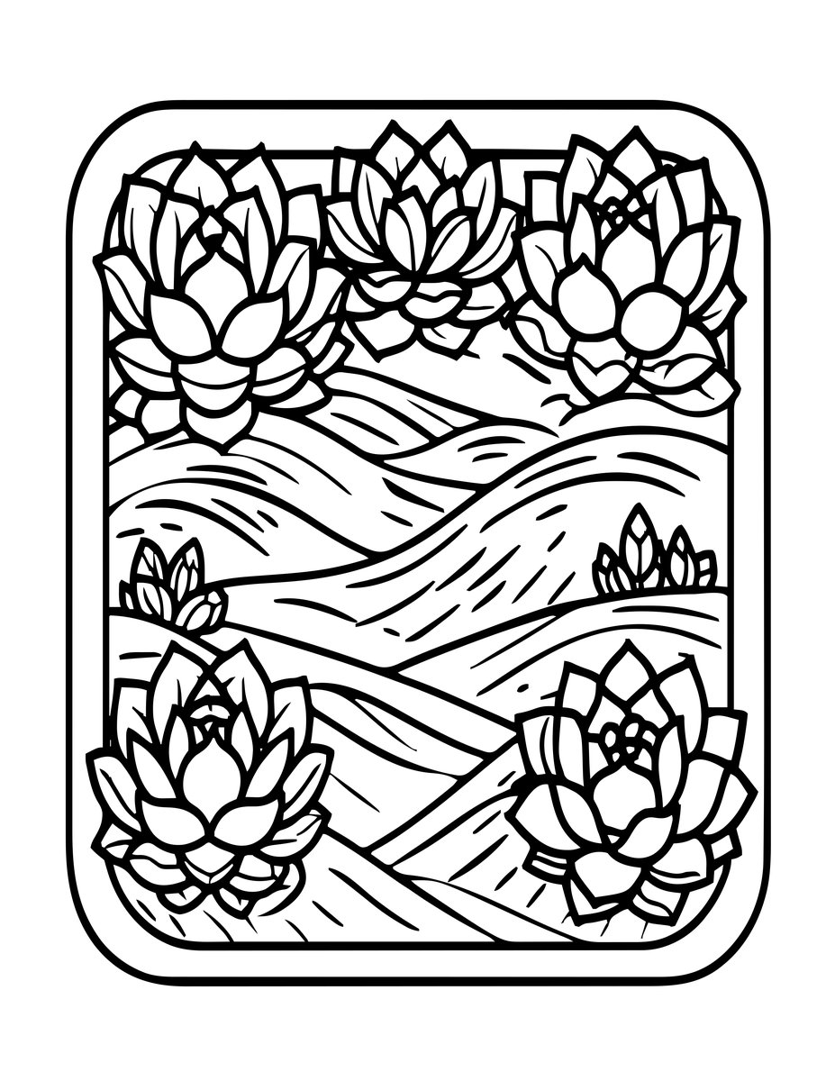 Desert Landscape - free printable coloring page