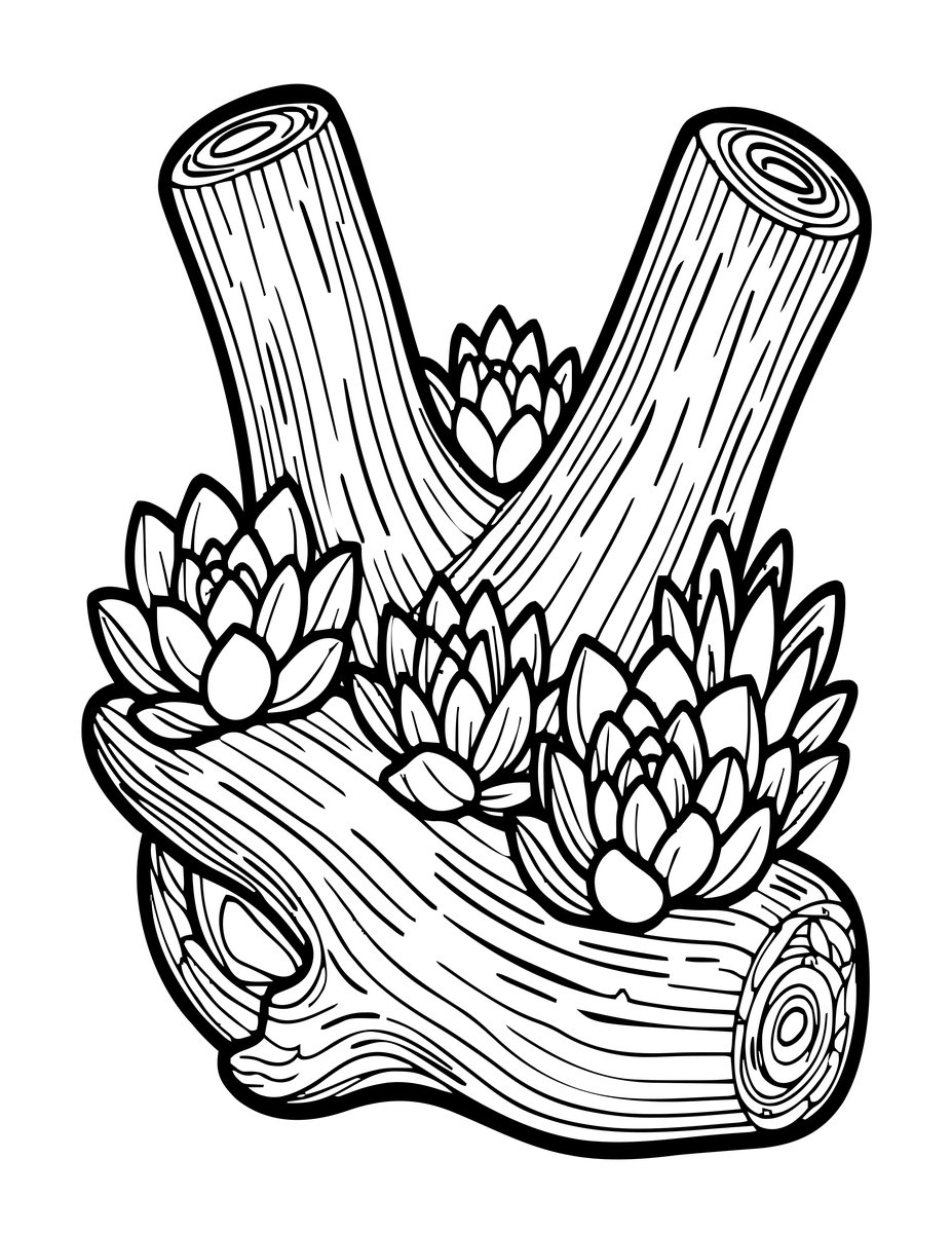 Driftwood Planter - free printable coloring page