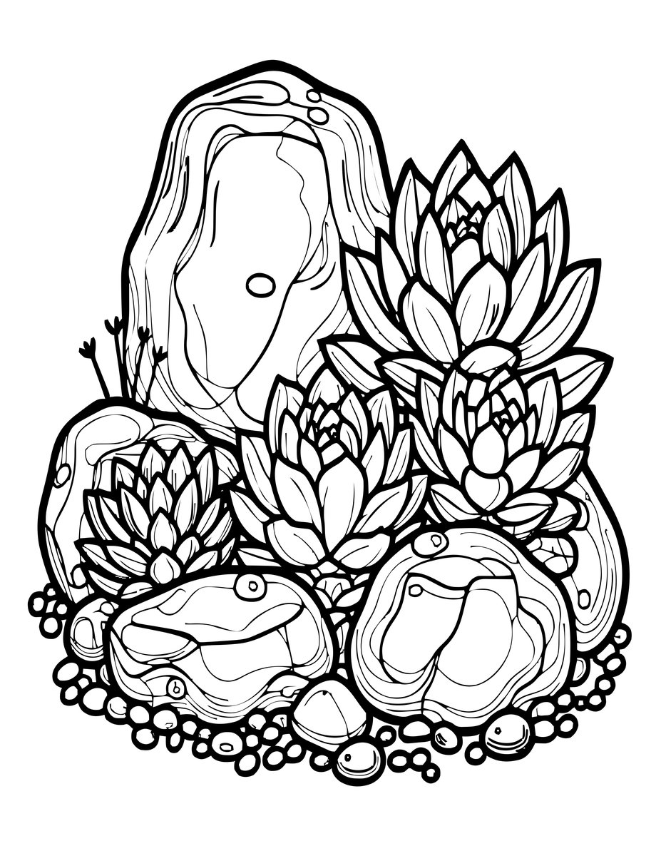 Outdoor Rock Garden - free printable coloring page