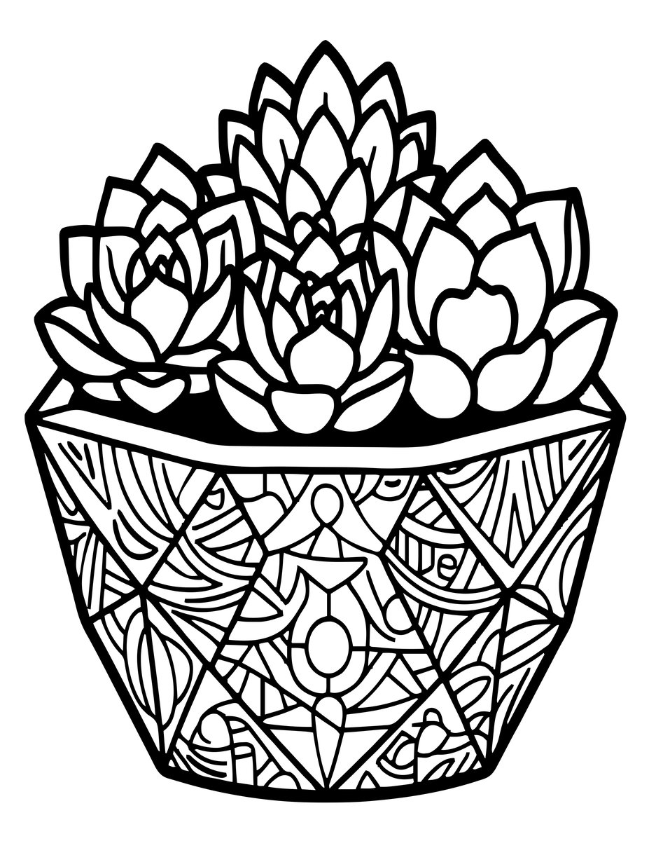 Geometric Planter - free printable coloring page