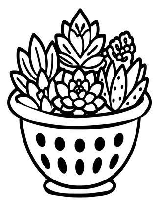 Colander Planter - Free printable coloring page