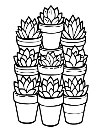 Stacked Pot Tower - Free printable coloring page