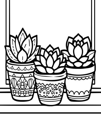 Painted Pot Display - Free printable coloring page