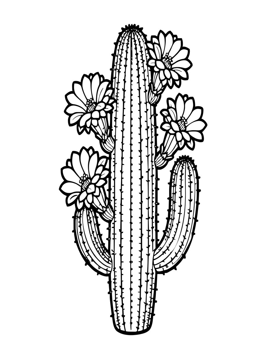 Cereus Cactus - free printable coloring page