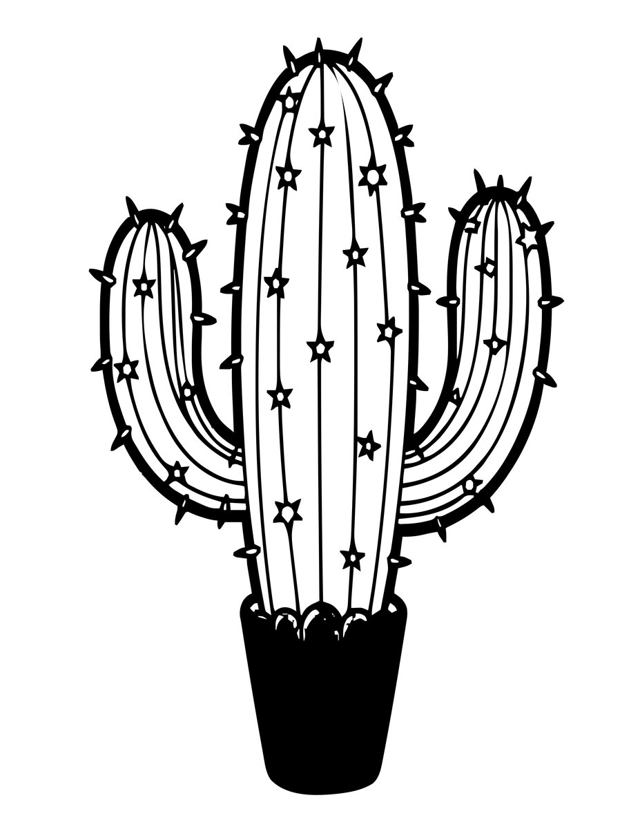 Moon Cactus - free printable coloring page