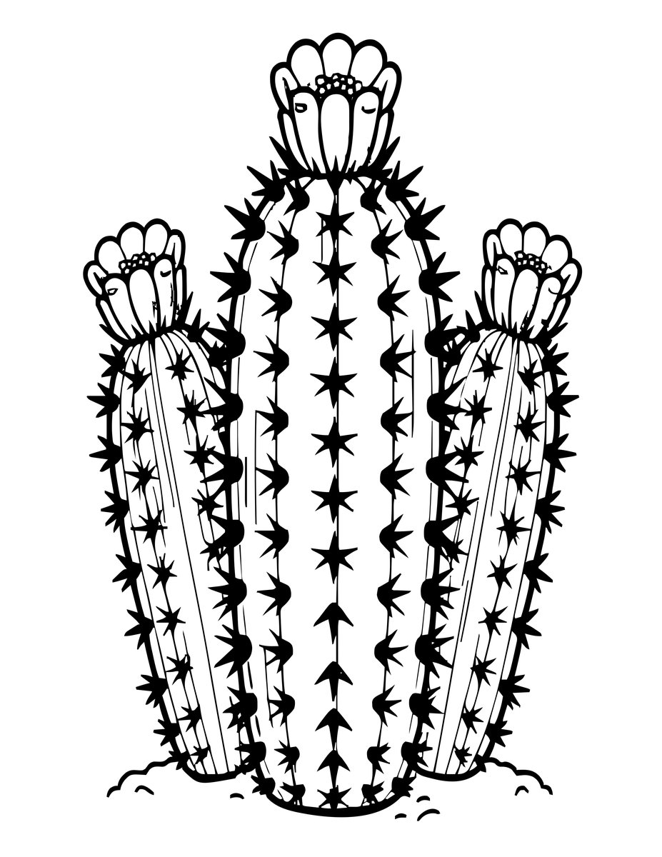 Ferocactus - free printable coloring page