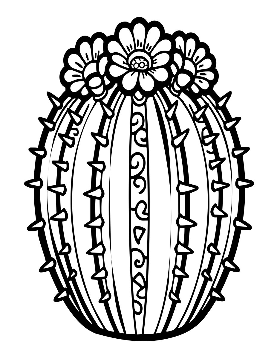 Barrel Cactus - free printable coloring page