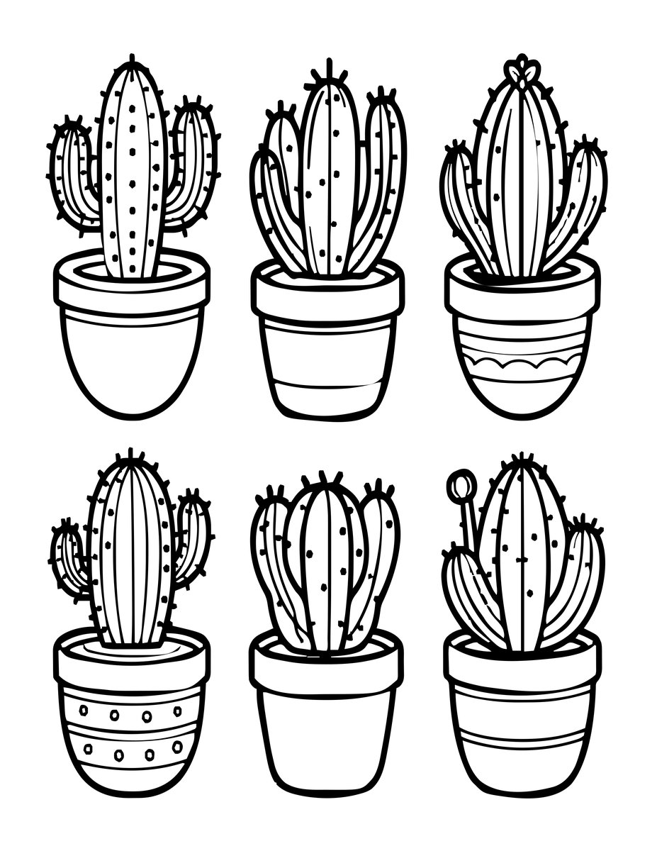 Cactus Garden - free printable coloring page
