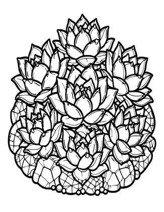 Sempervivum Cluster - Free printable coloring page