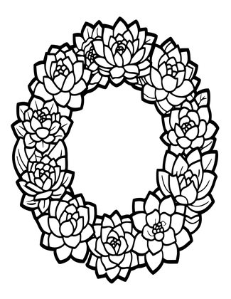 Succulent Wreath - Free printable coloring page