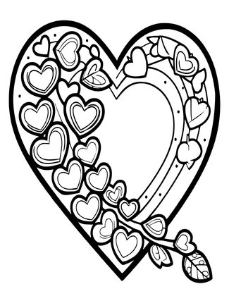 String of Hearts - Free printable coloring page