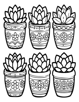Painted Pot Garden - Free printable coloring page
