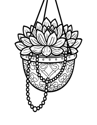 Hanging Succulent - Free printable coloring page