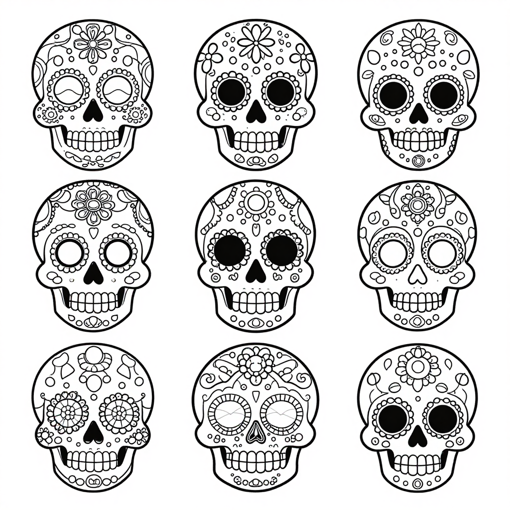 Sugar Skulls coloring pages collection - 30 free printable pages