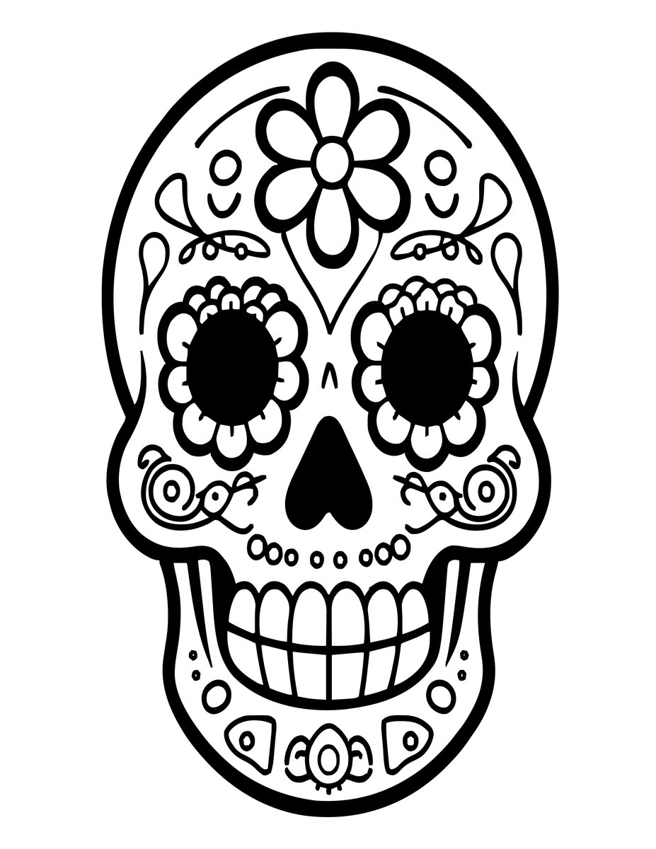 Classic Sugar Skull - free printable coloring page