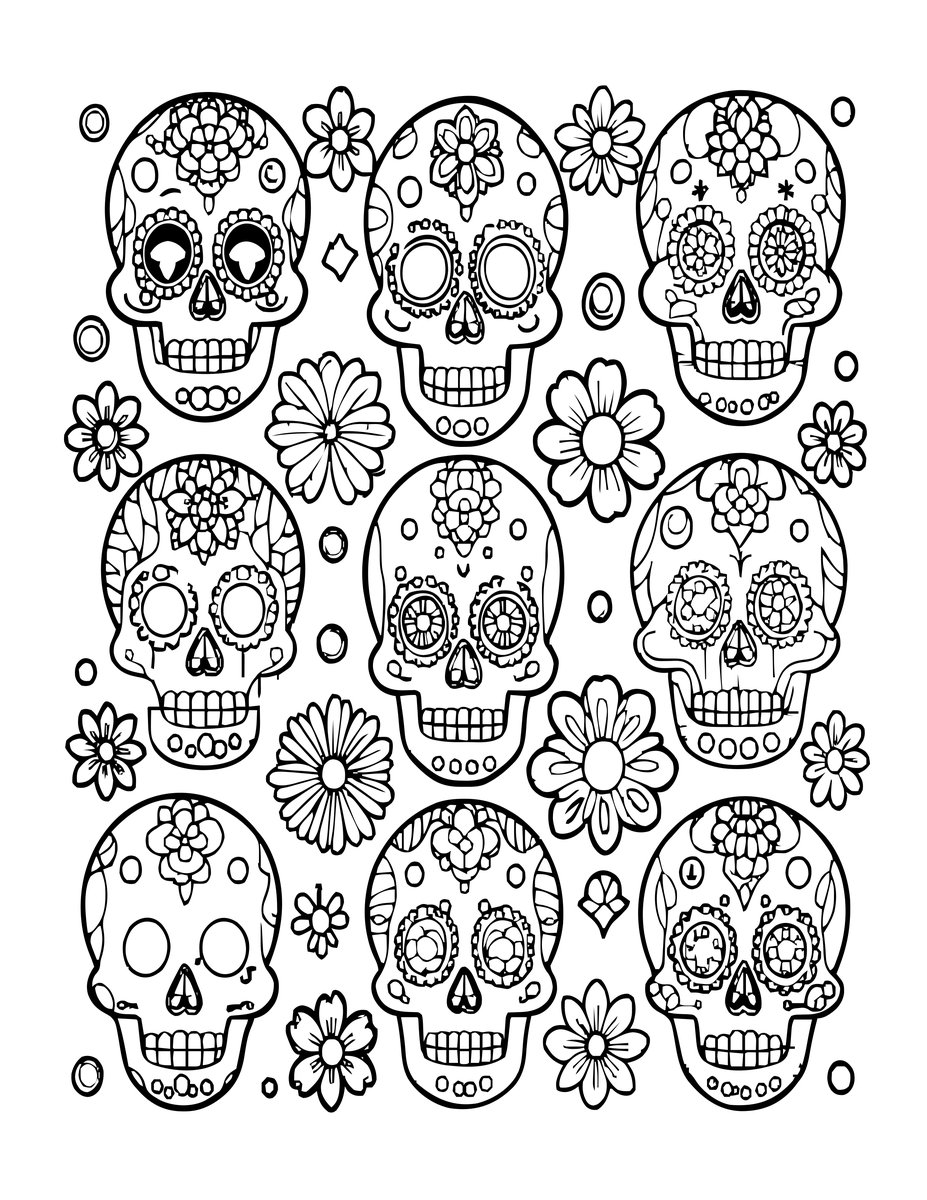 Sugar Skull Pattern - free printable coloring page