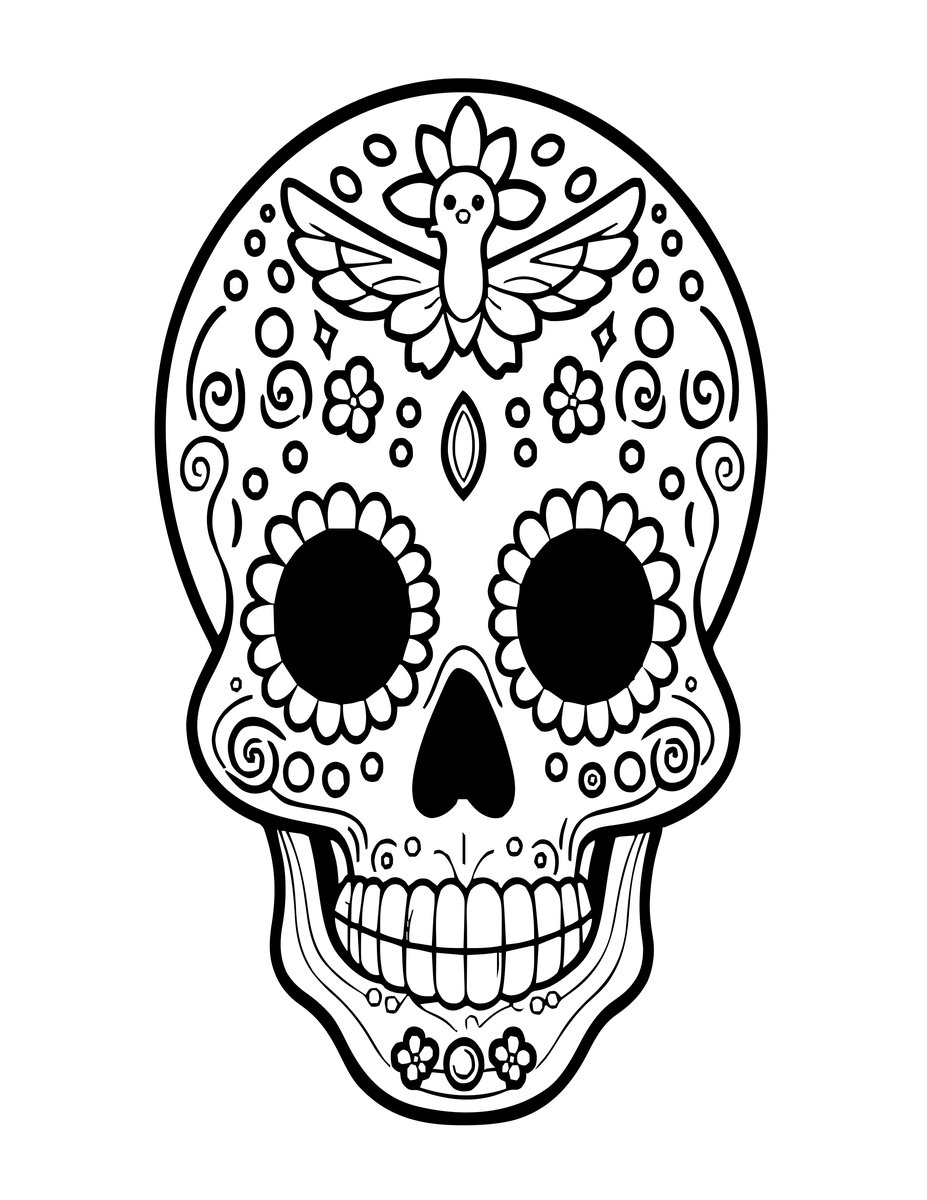 Sugar Skull Bird - free printable coloring page
