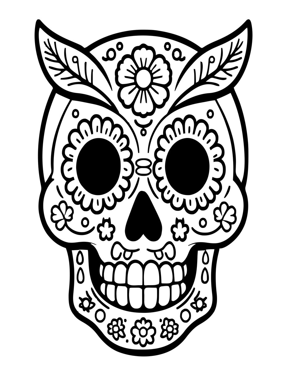 Sugar Skull Owl - free printable coloring page