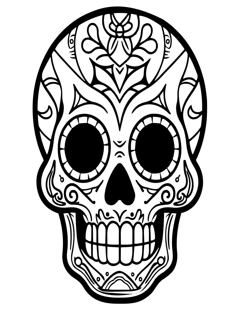 Geometric Sugar Skull - free printable coloring page
