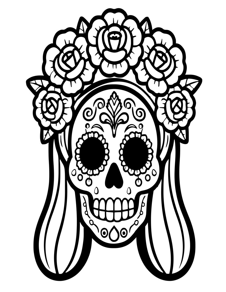 Sugar Skull Woman - free printable coloring page