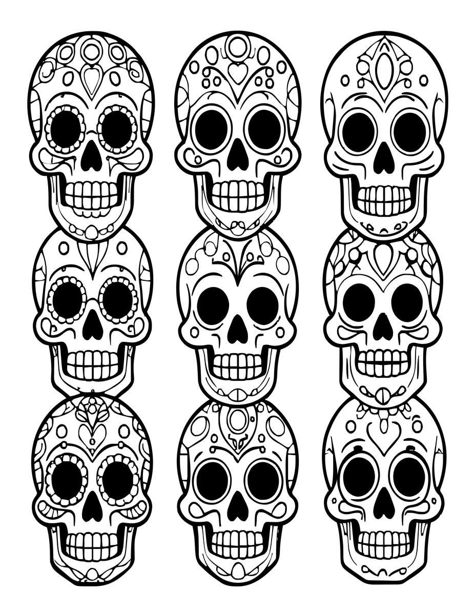 Sugar Skull Collection - free printable coloring page