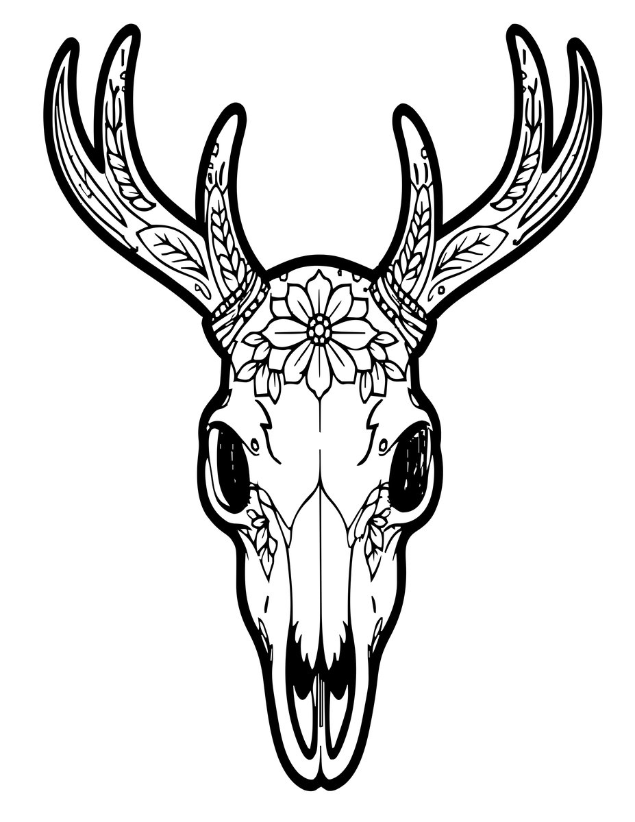 Sugar Skull Deer - free printable coloring page