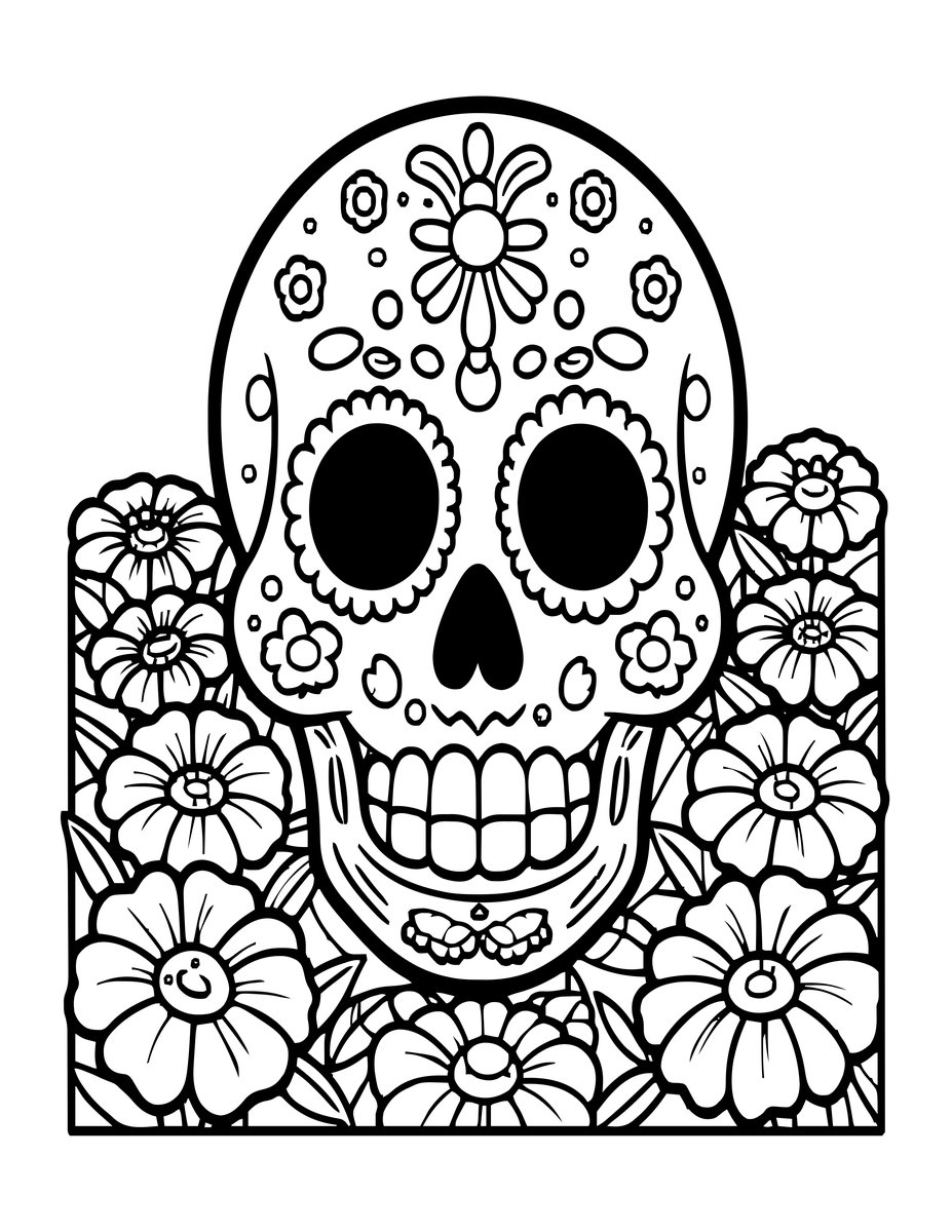 Sugar Skull Landscape - free printable coloring page