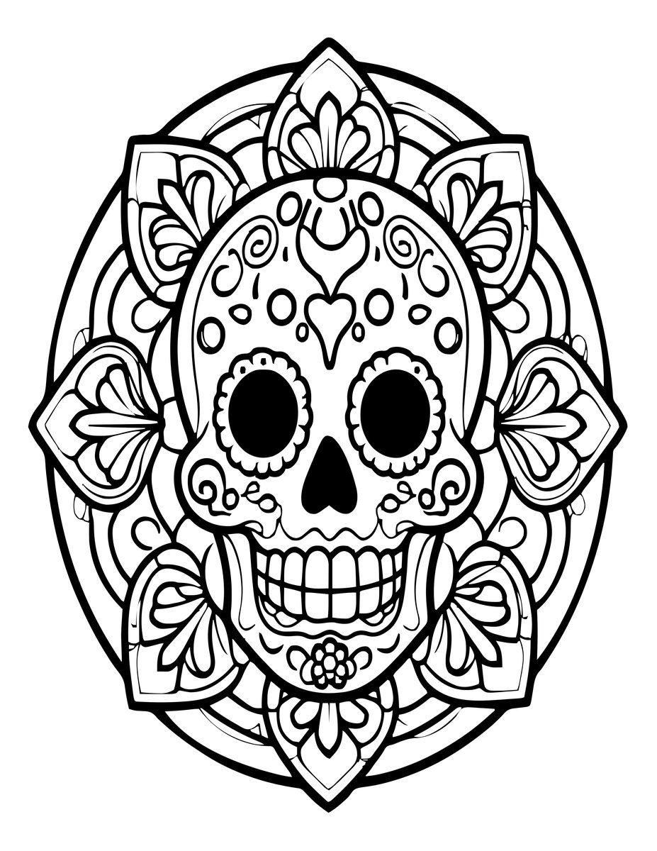 Sugar Skull Mandala - free printable coloring page