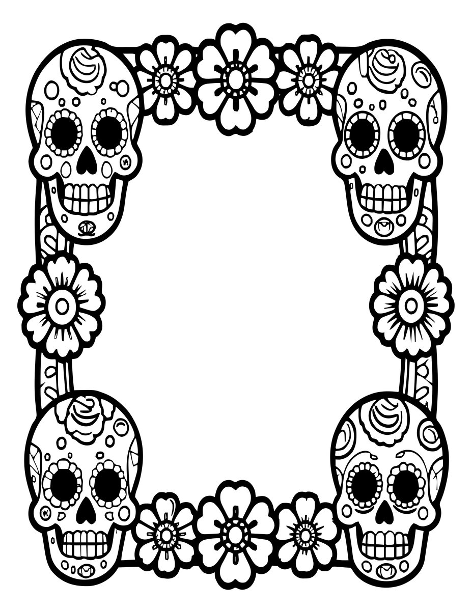 Sugar Skull Frame - free printable coloring page