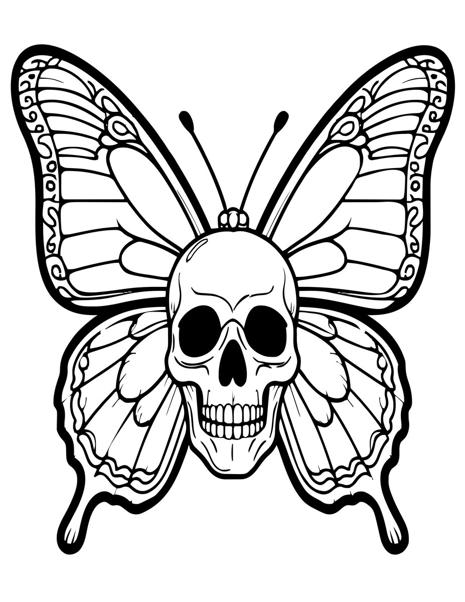 Sugar Skull Butterfly - free printable coloring page