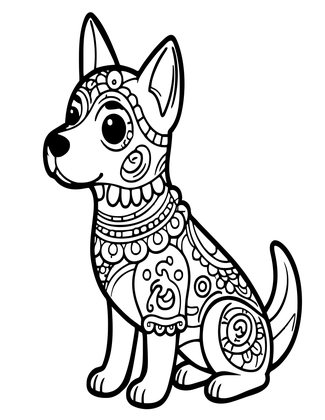 Sugar Skull Dog - Free printable coloring page