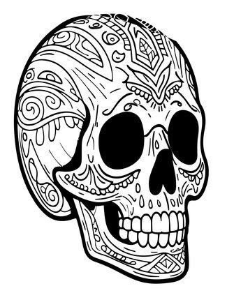 Large Sugar Skull - Free printable coloring page