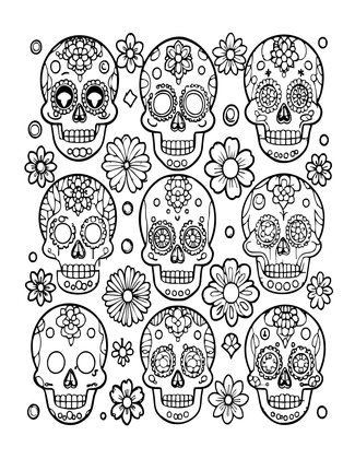 Sugar Skull Pattern - Free printable coloring page