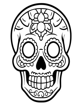 Minimalist Sugar Skull - Free printable coloring page